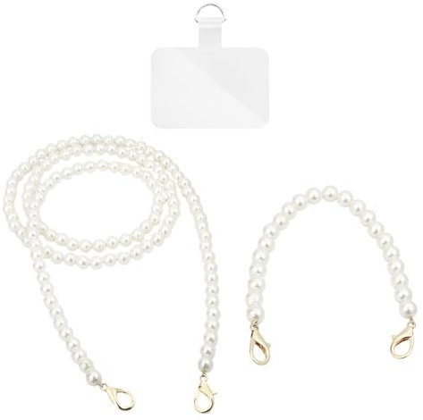EHDWXVZM 2 Cadenas para teléfonos móviles, 1 Espaciador Transparente, Cadena para teléfonos móviles con Perlas, Correa de Cadena para teléfonos móviles, Accesorios para teléfonos móviles