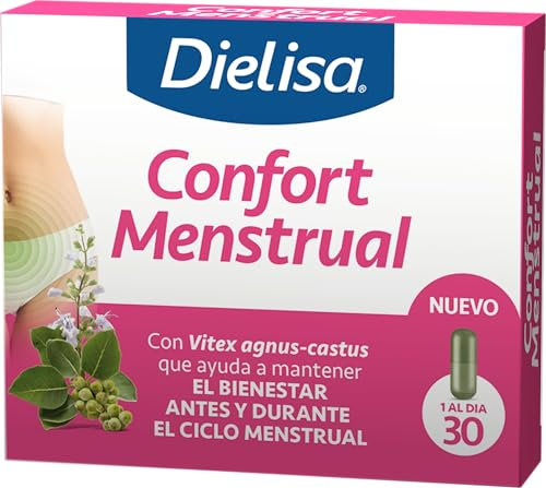 Dielisa Confort Menstrual, Complemento Alimenticio con extracto seco de Vitex agnus-castus que ayuda a mantener el bienestar antes y durante el ciclo menstrual, 30 cápsulas