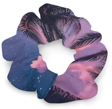 Palm Trees Women Scrunchies for Ponytail Holders Soft Satin Elastic Hair Ties for All Hair Types
