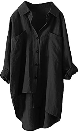 Blouse Femme Chic et élégant Chemise en Jean Femme Chemisiers Femmes Haut Manches Longues Hawaienne Blanche Oversize Coton Manche Longue Ete Lin Bleu Vetement Et Blouses Chemisier Été