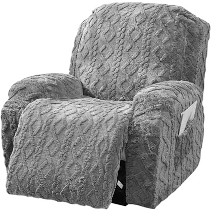 KEGAJEGA Housse de fauteuil pour fauteuil relax avec accoudoir, extensible, lavable en machine, antidérapante, pour canapés de relaxation manuels, électriques, réglables (gris)