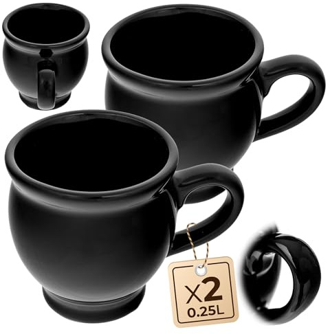 KADAX Tazza in gres porcellanato, 250 ml, per vin brulé, 2 pezzi, tazza in gres porcellanato, tazza da caffè in ceramica, tazza da tè, tazza da caffè, tazza in ceramica (nero)