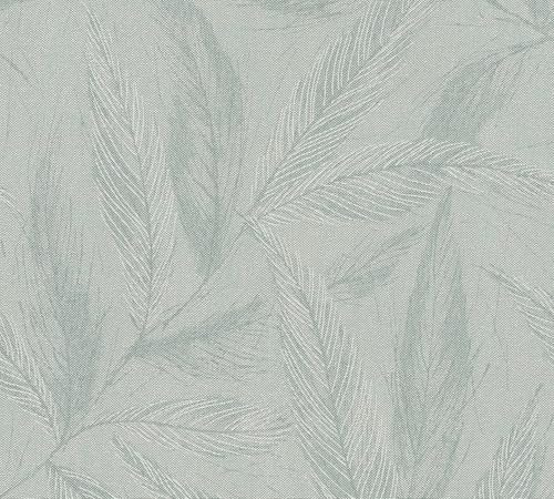 A.S. Création Carta da parati in tessuto non tessuto Hygge 3 in verde, Metalllic – Carta da parati floreale naturale con foglie su 10,05 m x 0,53 m, made in Germany