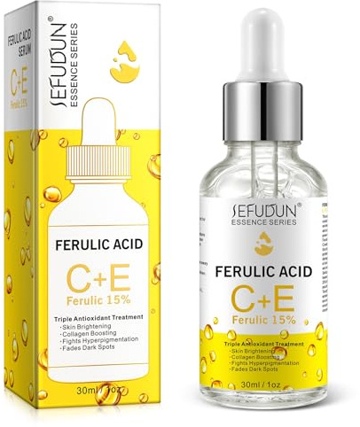 P-Beauty Hochwirksames Serum für Gesicht mit 20% Vitamin C + 5% Vitamin E & 15% Ferulasäure - Gesichtsserum für Hautschutz, Faltenreduktion, Glow & Anti-Pigment - Hauptpflege serum (1x30ml)