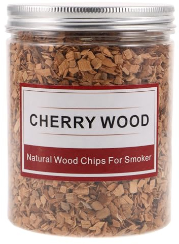 ifundom Astillas de Madera para Ahumar Cerezo 125 G Tamaño Mediano para Barbacoa Parrilla de Gas y Carbón Ideales para Ahumar Carne y Cócteles en Camping y Picnic al Aire Libre