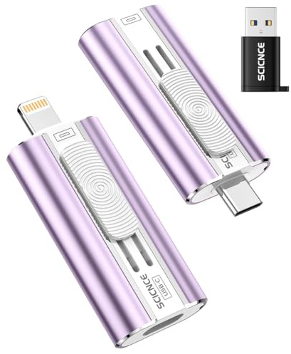 SCICNCE 512GB Flash Drive Intended for Phone, USB External Memory Stick Storage Backup for Photos Videos, Plug and Play No APP Required, Compatible with iPhone iPad Android and PCs (1 Pack-Purple)