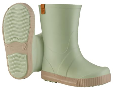DUNLOP Puddle Jumper - Botas de agua para niños y niñas - Botas de lluvia impermeables de para niños - Fáciles de poner y quitar - Con suela reflectante - Verde menta - Talla 25-35
