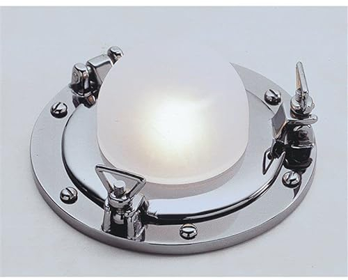 Licht-Erlebnisse Verchromte Einbau Deckenlampe LED aus Messing Glas Bullauge Schiffslampe Badezimmer Flur Wohnzimmer