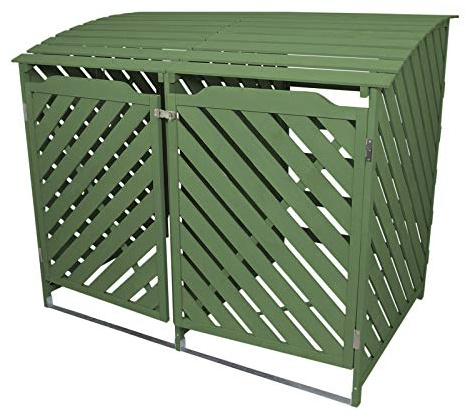 MonsterShop Sage Green Bin Cover Outdoor Garden Outdoor Storage Fir Wood