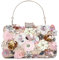 Handmade Flower Evening Bag Women Fashion Luxury Party Handbags Wedding Bag Floral Bag Purses and Handbags Clutch bag, Pink Gold, S