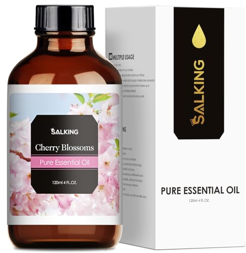 Cherry Blossom Essential Oil 120ml (4 Fl Oz), SALKING Pure & Natural Fragrance Oils, Aromatherapy Essential Oils for Diffuser, Massage, Soap, Candle Making, Perfume