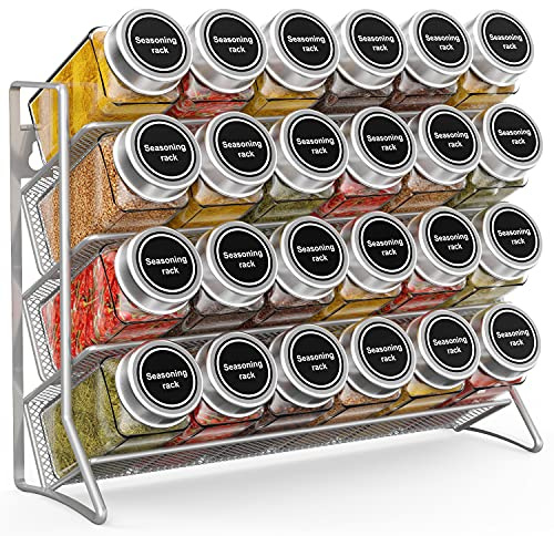 JONO Gewürzregale Metall Stehend Regal für Gewürze 3-Etagen Metal Gewürzständer für Gewürzstreuer Gewürzdosen Perfekt für Aufbewahrung Im ScKüche Gewürzregal mit groÃŸem Fassungsvermögen (