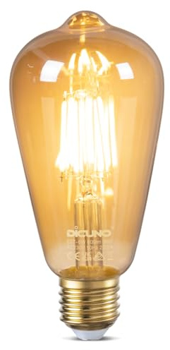 DiCUNO Vintage-lampa E27, dekorativ edison LED-lampa, varmvitt bärnstensfärgat glas 2700K, ej dimbar, E27 LED-filamentlampa, antik lampa för restaurang, café, bar, 1 delar