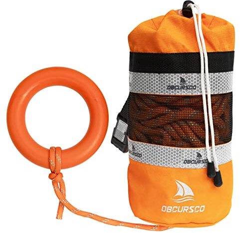 Obcursco Throw Bags for Water Rescue with 98ft Reflective Throw Rope, Floating Bag for Kayaking, Whitewater Boating, Rafting, Ice Fishing, Swimming (98ft)