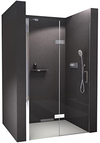 BERNSTEIN Puerta de ducha con puerta giratoria Ducha de nicho de 90x195 cm de vidrio de seguridad templado de 8 mm con revestimiento NANO mampara de ducha NT403 - bisagra de puerta a la izquierda