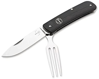 BÖKER PLUS® Tech Tool Fork - edles Taschen-Messer mit Gabel - klappbares Camping-Besteck - Design Reisebesteck - faltbares Outdoor-Besteck mit Clip