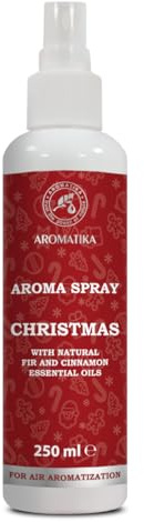 Spray Ambiente Aroma Natale 250ml - Spray Profumato con Olio Essenziale di Abete e Cannella - Spray Profumato per Tessuti e Casa - Vaporizzatore per Ambienti - Profumo di Natale