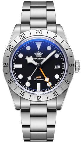 ADDIESDIVE GMT Orologi da Uomo Movimento al Quarzo Svizzero Diver 200M Impermeabile Multicolore Quadrante Luminescente