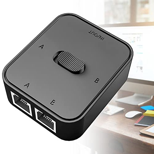 Conmutador de Red Gigabit de 2 Puertos, RJ45 Key-Press Switch Splitter Selector Box, LAN Network Hub Interruptor de Botón Plug Play