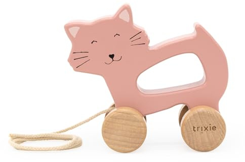 Trixie Mrs. Cat Pull Along Toy - FSC-Certified Wood - 12m+ - Pink