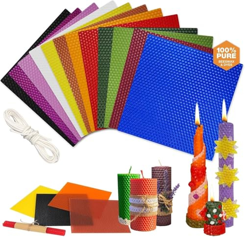 Hengrongshen gör-det-själv gör-det-själv-gör-det-själv-tillverkningsset, 12 ljusa färger vaxplattor för ljus gör-det-själv-kit 20 x 20 cm, gör-det-själv-gör-det-själv-gör-det-själv-set barn för att