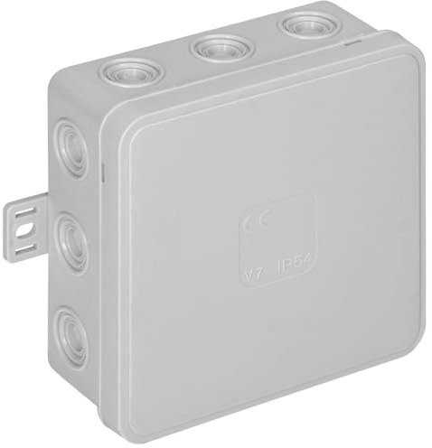 Miratic Scatola Derivazione Esterna IP54 Scatola Elettrica 100x100x41mm - 12 Pressacavi di Gomma Cassetta Elettrica Esterna Montaggio in Superficie (grigio)