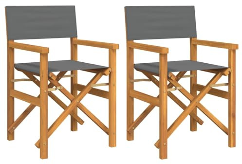 Chaises de metteur en scène pliantes lot de 2 Bois teck massif