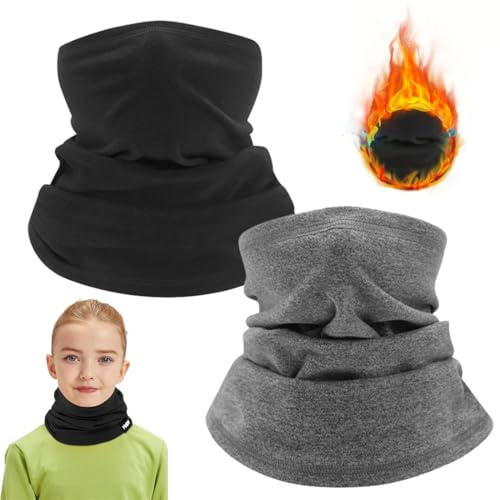 QOWIJEX 2 Piezas Braga Cuello Niño Bufanda de Invierno para Niños, Braga para Cuello Pasamontañas Polar Multifuncional Máscara de Esquí Gorro