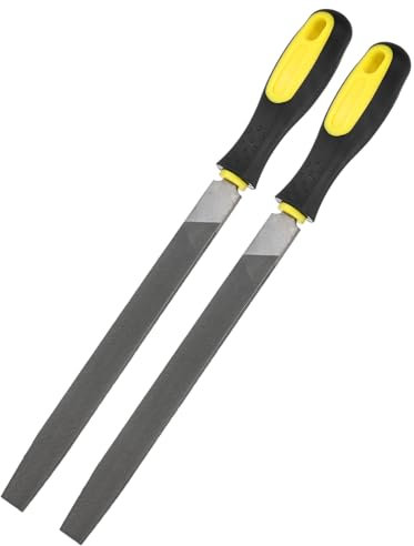 M METERXITY 2-Pack Flat Metal File 8 Inch, High Carbon Steel File Diamond File Hand File W PVC Grip Handle for Wood/Metal/Ceramic/Glass/Stone/Jewelry/Tile/Model/DIY/Sharpening File