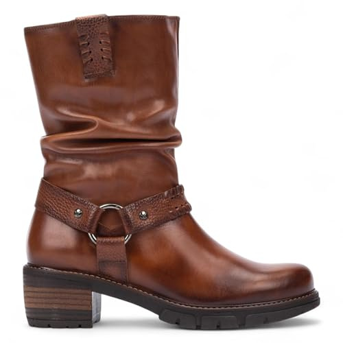Infinity Femmes Mi-Mollet Brun Cuir Classique Motarde Bottes - Vigo