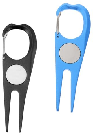 HONITANO Forchette da Golf Portatili in Lega di Alluminio e Acciaio Set 2 Pezzi Marcatore per Palline Strumento per Riparazione Zolle da Golf Leggero e Compatto all’Aperto