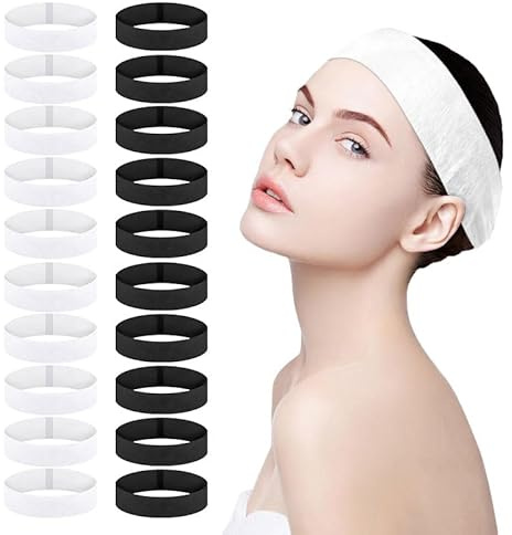 20 Pièces Bandeaux Faciaux Jetables Élastiques, Serre-têtes Souples en Non-Tissé pour Soins de Peau, Bain, Massage, Spa, Fournitures d'Esthéticienne