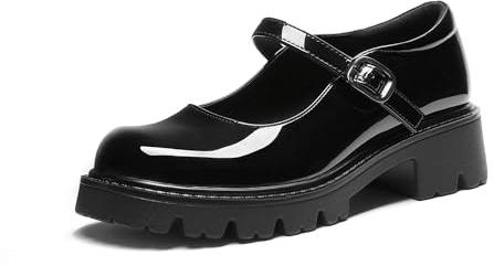 DREAM PAIRS Mary Jane Platform Pumps Shoes for Women,Black-Pat,7