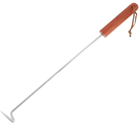 Ciieeo Gancio per Carne da Barbecue Antiscivolo Manico in Legno, Accessorio Versatile per Grigliare Pollo e Verdure in Casa e'Aperto