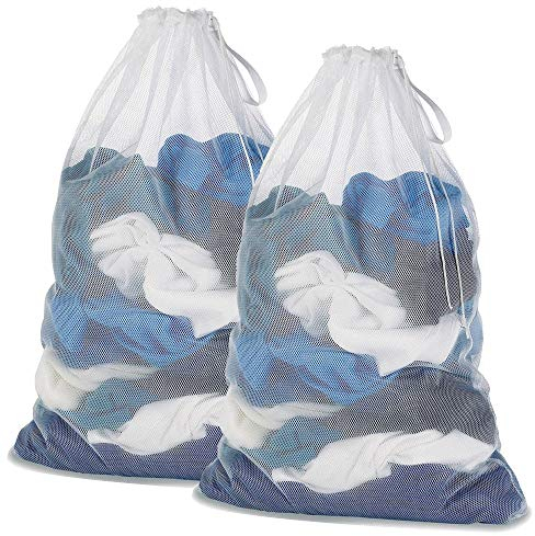 DoGeek Sacchetti Lavatrice Biancheria Rete Lavatrice Bianca Grandi Sacchetto Lavatrice per Giacca Lenzuola Intimo e Vestiti - 60x90cm-2 Pezzi/Pacchetto