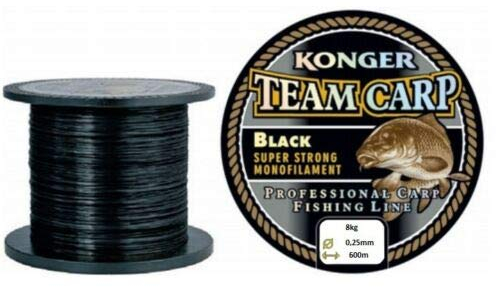 Konger Angelschnur Karpfenschnur Team CARP Black 600m Monofile Feeder (0,25mm / 8,00kg)