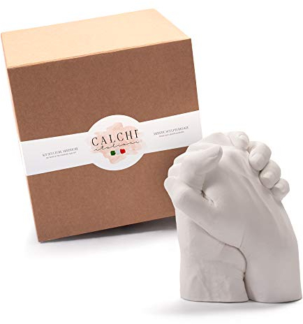 Calchi Italiani® Premium Handabdruck Set für Paare! Professionelle und Made in Italy Alginat und Gips - Gipsabdruck Hände Paar: perfektes Jahrestag Geschenk, Geschenke Frauen.