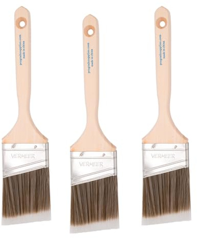 Vermeer Paint Brushes - 3-Pack - 2.5 Angle Sash Brushes for All Latex and Oil Paints & Stains - Home Improvement - Interior & Exterior Use