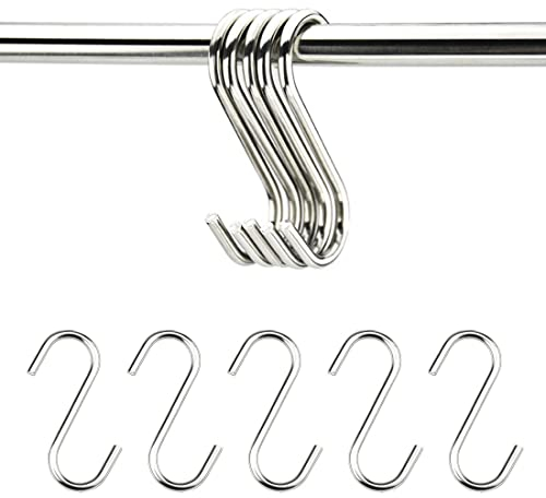 Clyhon 10 Paquete Ganchos en Forma de S, S en Forma de Gancho Colgante, Multifuncionales S Ganchos Cocina Acero Inoxidable Ganchos para Colgar Bolsos Ropa Ollas y Sartenes