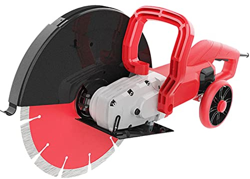 VICSEC 110V 6800W Electric Concrete Saw 14 Wet/Dry Circular Saw with 135 Saw Blade and Rolling Pulley Masonry Cutting Tool for Granite, Porcelain, Wood,Concrete, Stone, etc.