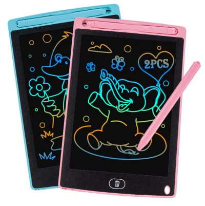Carehabi 2 Pièces Tablette d'écriture LCD de 8,5 Pouces Coloré,Effaçable Et réutilisables,pour Filles de 2-7 Ans Tablette Dessin Enfant,Jouet Educatif de Filles et Garçons,Cadeaux d'anniversaire Noël