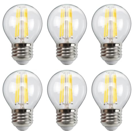 6-Pack G45 E26 LED Small Globe Bulbs 40Watt Equivalent, 2700K Warm White, 400Lumens, 4W G16.5 Vintage Chandelier Light Bulbs, Non-Dimmable, LED Filament Clear Glass Candle lamp for Home Office Decor