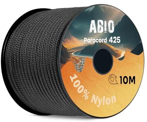 Abio Paracord 425 3mm 10m Nylon Seil Schnur Nylonschnur für Armbänder Abspannseile Camping Rope Wäscheleine Maurerschnur Zeltschnur für Army Ternnetz Survival Kit Ausrüstung Black #016 3mm 10m