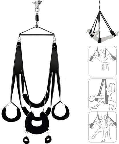 Neu Liebesschaukel Sexschaukel für die Decke, 360-Grad-Drehung Deluxe Liebesschaukeln mit U-förmiges Sex Kissen und Handschellen & 4 Extra Breite Polstern, Sex Möbel Sex Swing Belastbar Bis 100kg