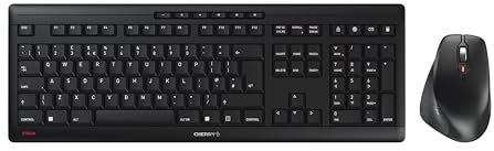 CHERRY STREAM DESKTOP COMFORT, Wireless Keyboard And Mouse Set, UK Layout (QWERTY), 2.4 GHz, Whisper-Quiet Keys, Ergonomic Right-Handed Mouse, Black