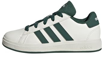 adidas Unisex Kinder Grand Court Lifestyle Tennis Lace-Up Shoes, Off White/Collegiate Green/Core Black, 33 1/2 EU