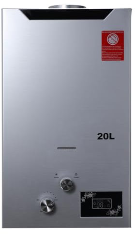 CDZHLTG Calentador de Agua de Gas GLP Propano, 20L 40KW Calentador de Agua de Gas con Cabezal de Ducha, Calentador de agua Propano Sin Tanque para El Hogar para Hogares, Apartamentos