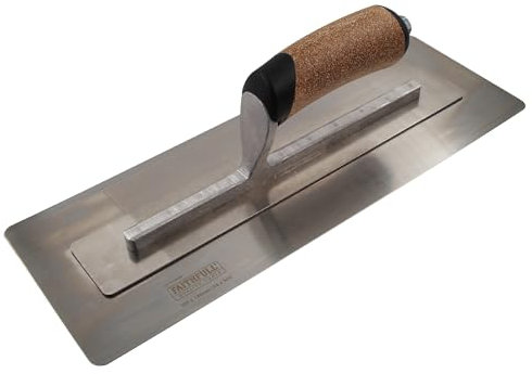 Faithfull FAIPTFLEX14C Flex Finishing Trowel, High-Grade Stainless Steel Plastering Hand Tool with Ergonomic Cork Handle - 350mm (14”)