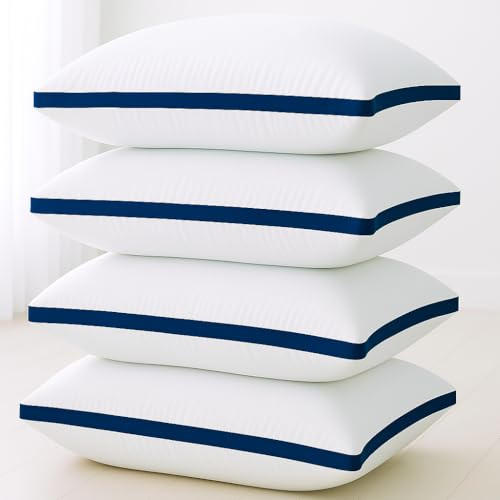 Luxury Pillows 4 Pack Hotel Quality Bed Pillow Ideal for Stomach, Back Support, Firm and Side Sleepers Down Alternative Premium Filled Hotel Pillows 4 Pack Hypoallergenic Soft Pillow for Neck