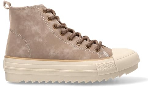 Etika Zapatillas de Plataforma para Mujer, Botas Deportivas Altas con Cremallera Frontal y Doble Suela, Sneaker de Estilo Baloncesto, Modelo 52441 Taupe - 41